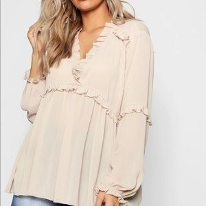 Ruffle Ecru babydoll top